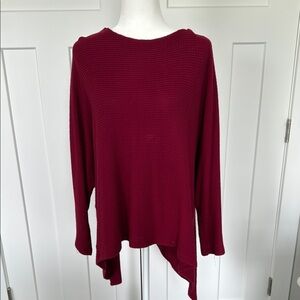 Burgundy Asymmetrical Knit Sweater